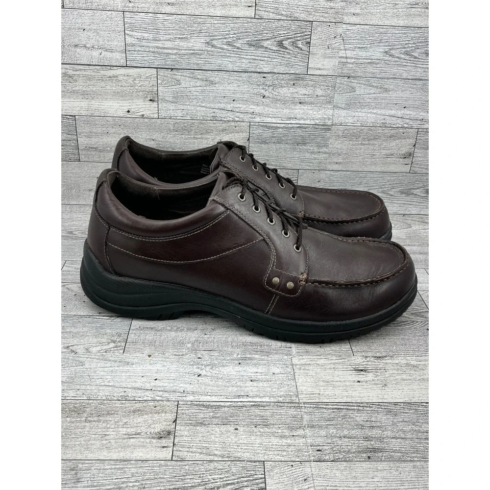 Dansko Men Brown Leather Moc Toe Lace Up Slip Resistant Oxford Shoes EU 47 US 14